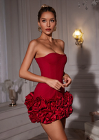 Luxus Minikleid trägerlos mit Rüschenrock und figurbetontem Design — Image 9