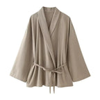 Marke Damen Lounge-Anzug aus Leinen mit Gürtel, Beige — Image 5