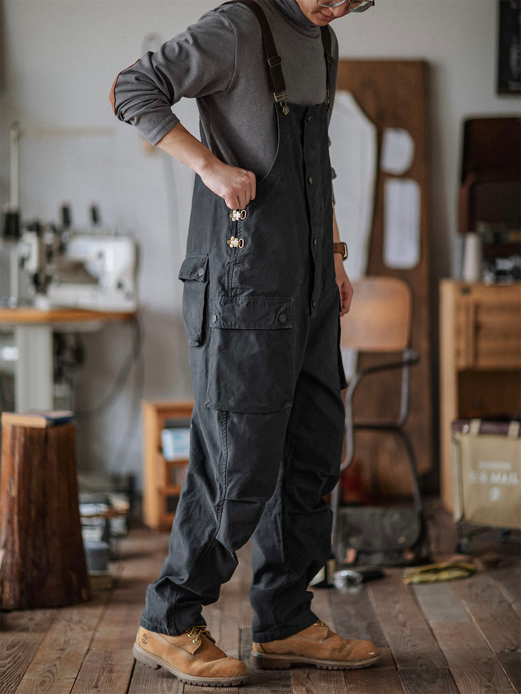 Benny Herren Latzhose | Robuste Canvas Arbeitskleidung, Schmaler Schnitt, Praktisch