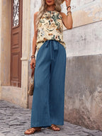 Damen Sommer Set mit floralem Blusentop und weiter Hose, lässig — Main Image