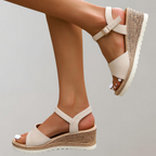 Elegante Damen Sandalen mit Keilabsatz in Schwarz und Beige — Image 4
