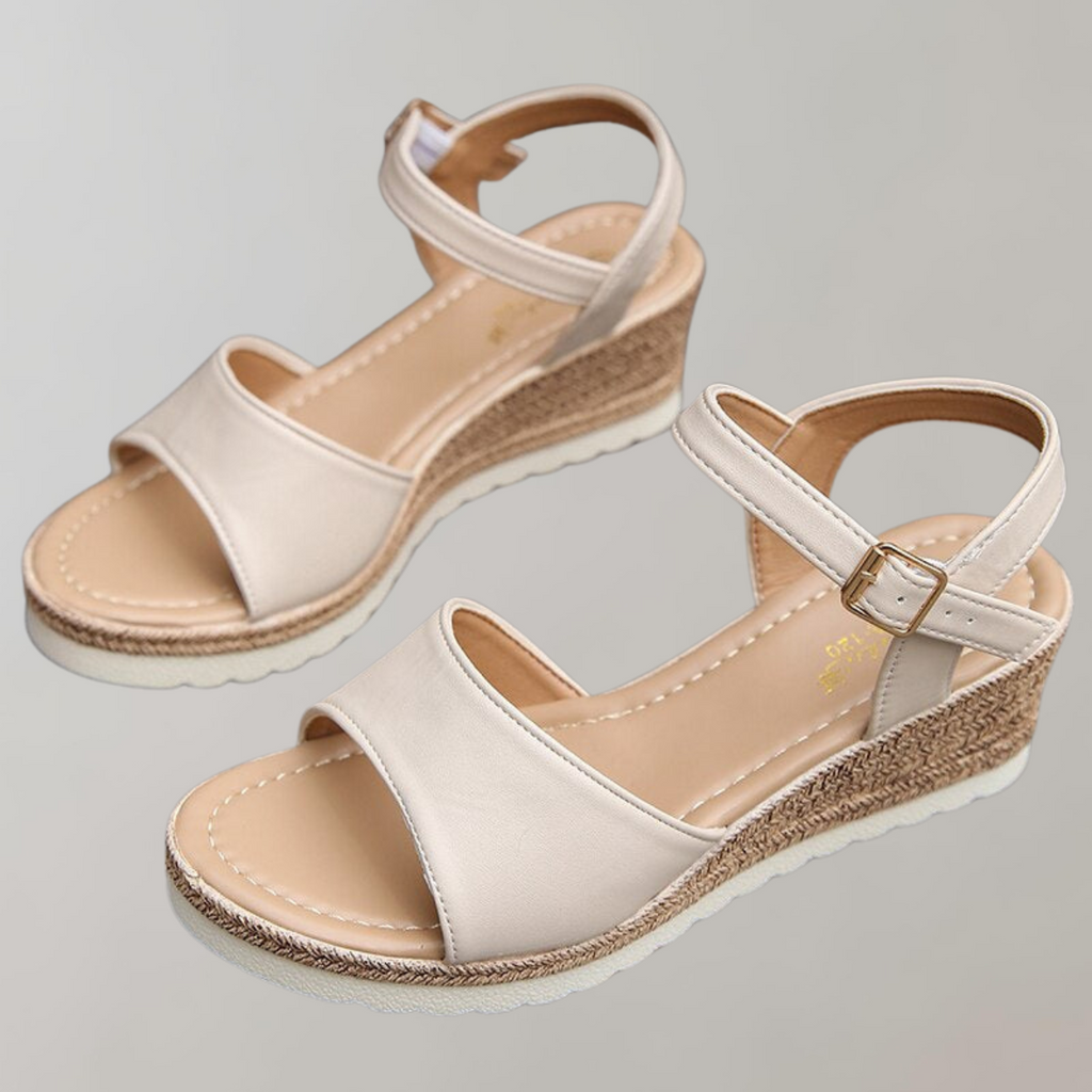 Elegante Damen Sandalen mit Keilabsatz in Schwarz und Beige — Image 5