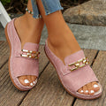 Elegante Damen Slipper mit Goldkette in Rosa — Main Image