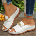 Elegante Damen Slipper mit Goldkette in Rosa — Image 3