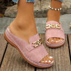 Elegante Damen Slipper mit Goldkette in Rosa — Image 6