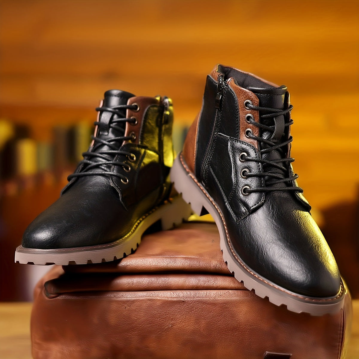 Elegante Jesolice Herren Leder Stiefeletten mit Seitenreißverschluss - Braun & Schwarz, Strapazierfähige Sohle — Image 7