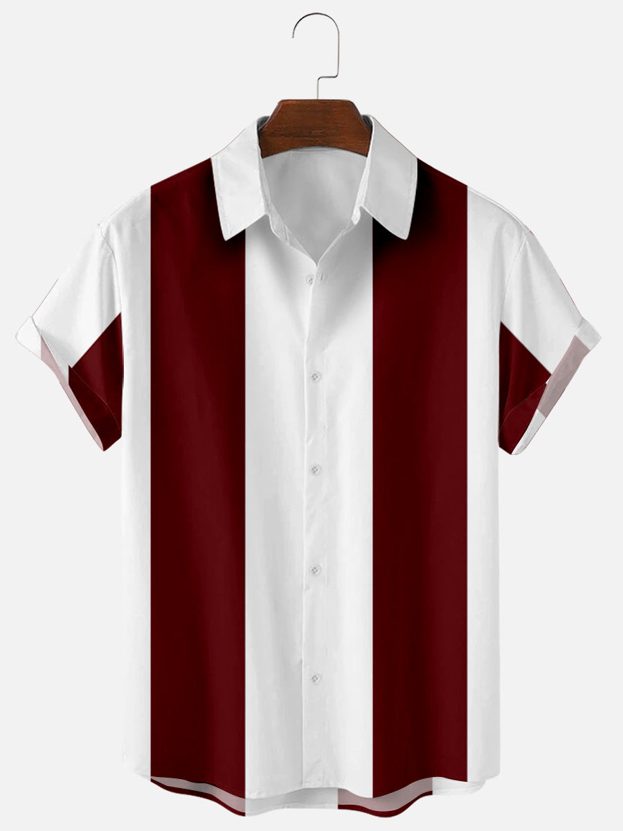 Jesolice Herren Gestreiftes Kurzarm Hemd – Lässiges Leichtes Baumwollmischung Sommeroberteil Elegant — Image 3