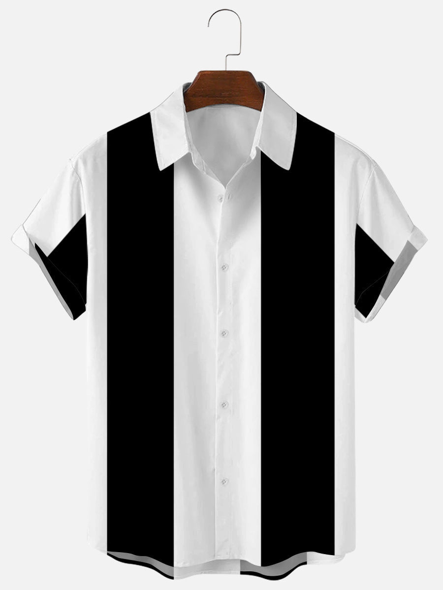 Jesolice Herren Gestreiftes Kurzarm Hemd – Lässiges Leichtes Baumwollmischung Sommeroberteil Elegant — Image 4