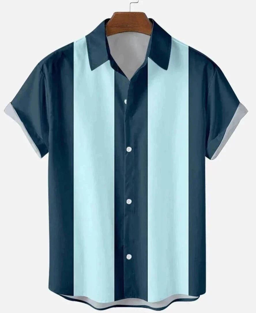 Jesolice Herren Gestreiftes Kurzarm Hemd – Leicht Atmungsaktives Lässiges Sommeroberteil Elegant — Image 3