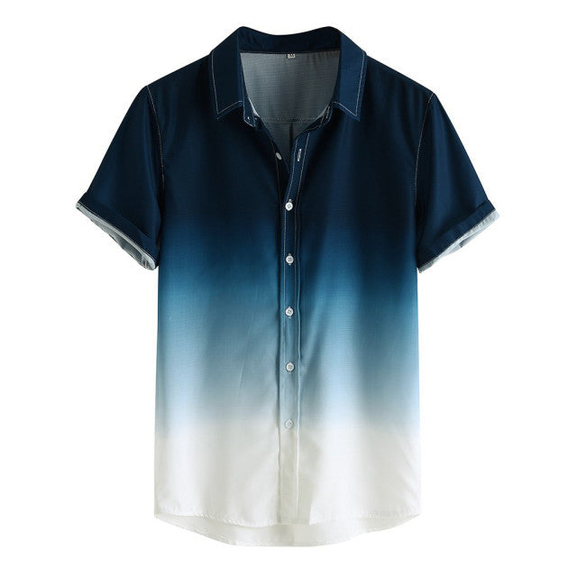 Jesolice Herren Gradient Kurzarm Hemd – Leichtes Lässiges Sommeroberteil mit Ombre-Design Stil — Image 2