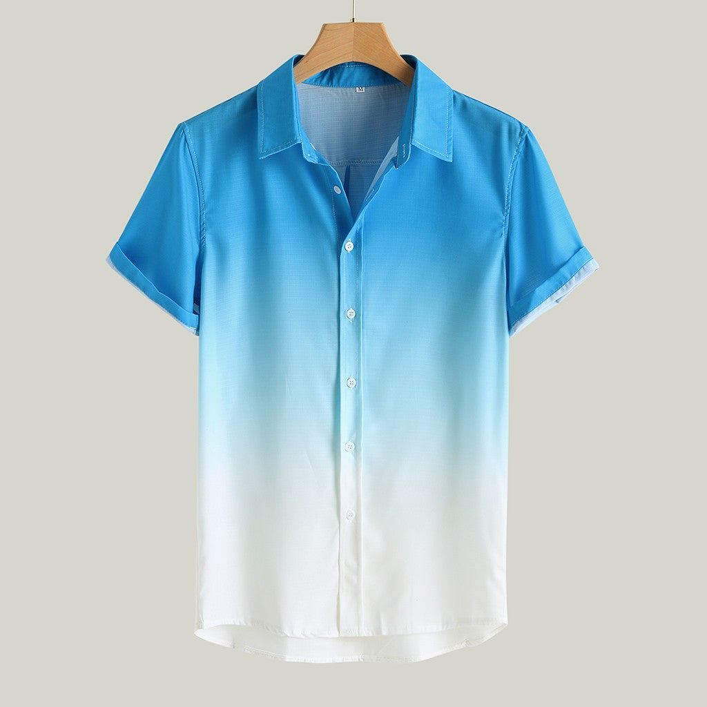 Jesolice Herren Gradient Kurzarm Hemd – Leichtes Lässiges Sommeroberteil mit Ombre-Design Stil — Image 3