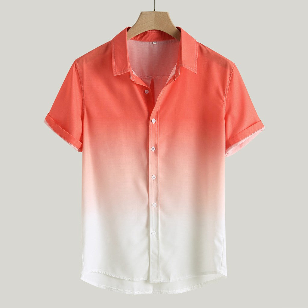 Jesolice Herren Gradient Kurzarm Hemd – Leichtes Lässiges Sommeroberteil mit Ombre-Design Stil — Image 4