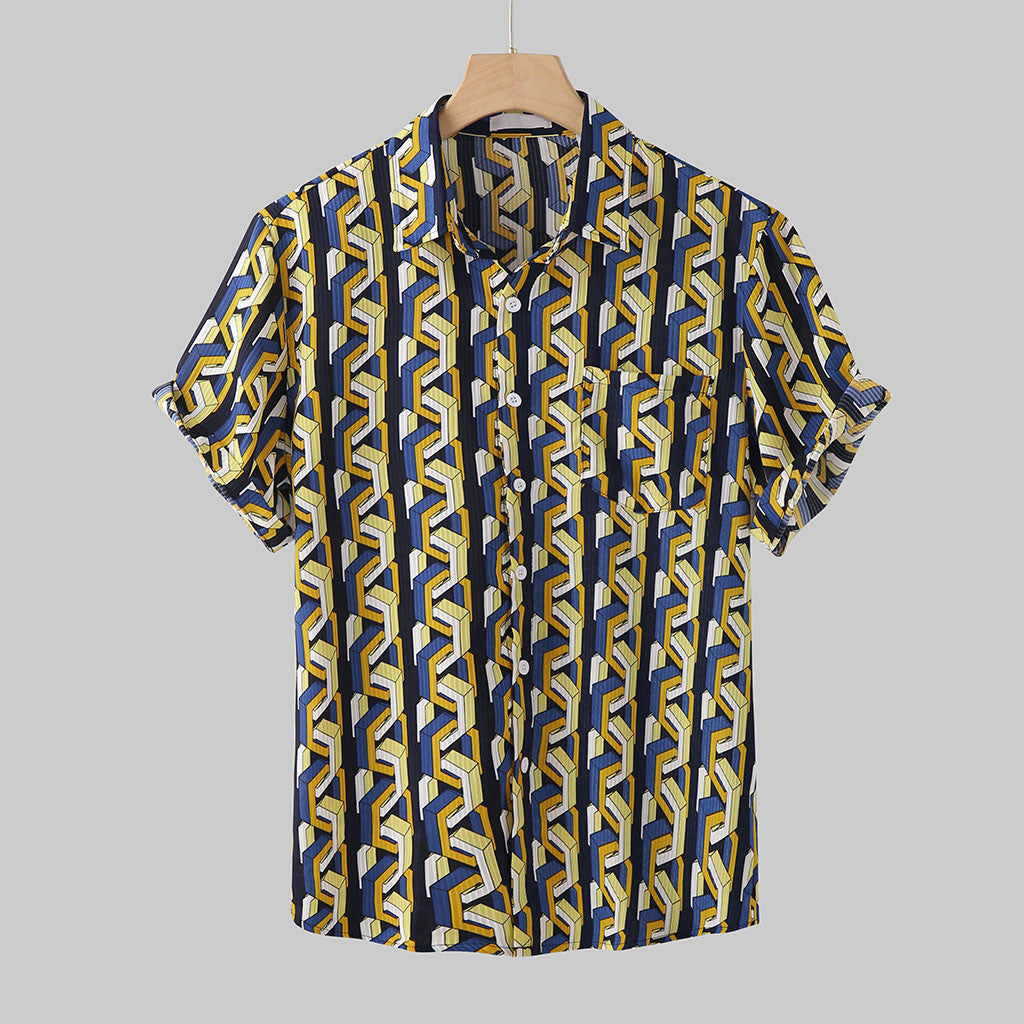 Jesolice Herren Gradient Kurzarm Hemd – Leichtes Lässiges Sommeroberteil mit Ombre-Design Stil — Image 5
