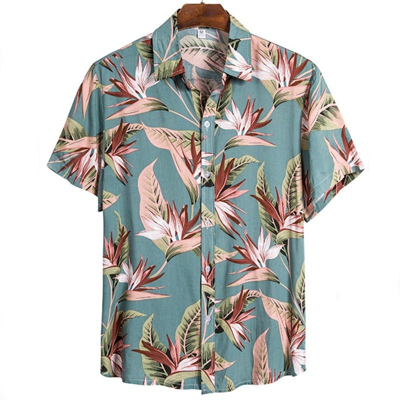 Jesolice Herren Hawaii Kurzarm Hemd – Leichtes Tropisches Blumenmuster Sommerfreizeitbekleidung — Image 2