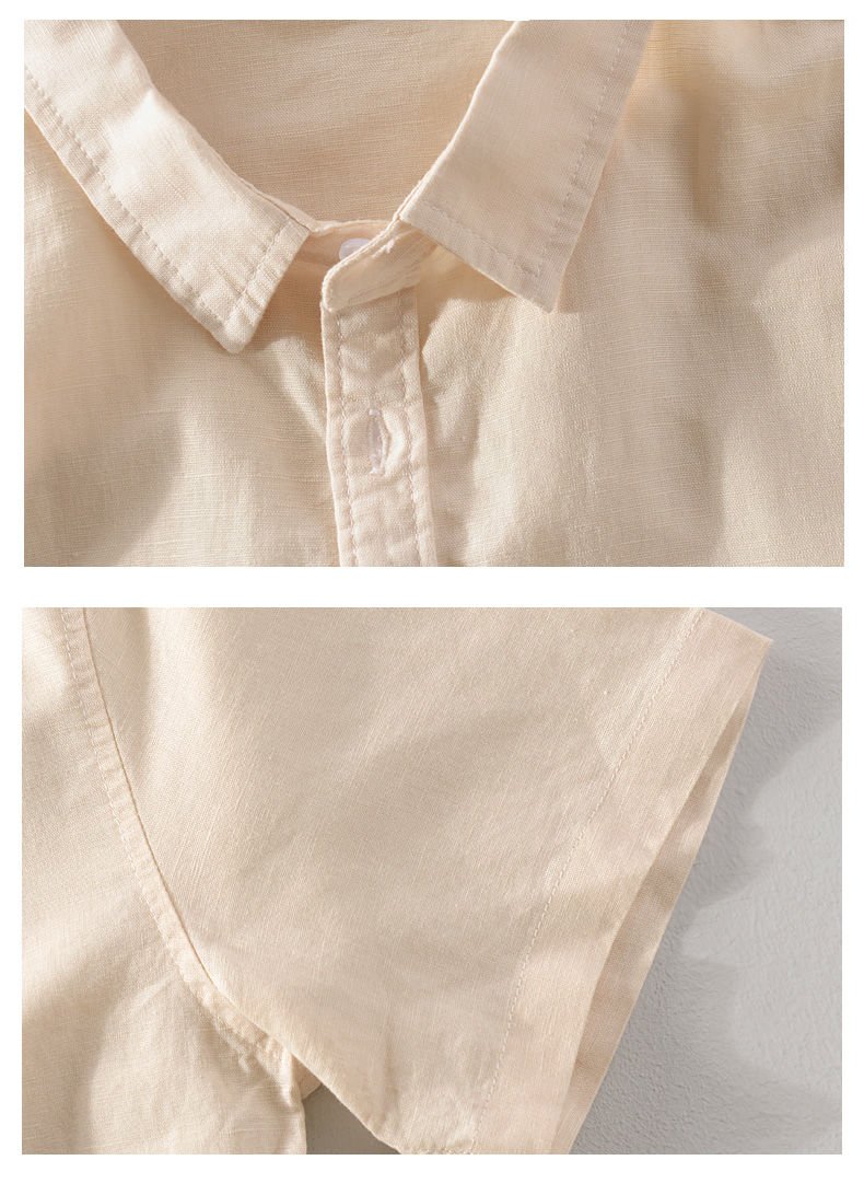 Jesolice Herren Kurzarm Hemd – Leichtes Atmungsaktives Leinenmischung Sommeroberteil Elegant — Image 14