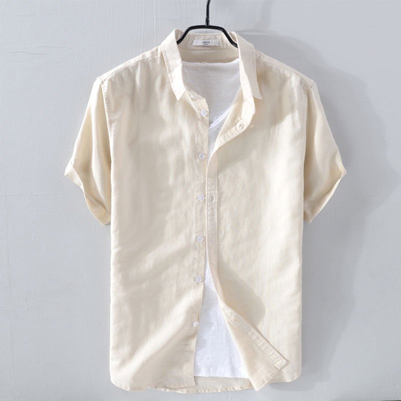 Jesolice Herren Kurzarm Hemd – Leichtes Atmungsaktives Leinenmischung Sommeroberteil Elegant — Image 3