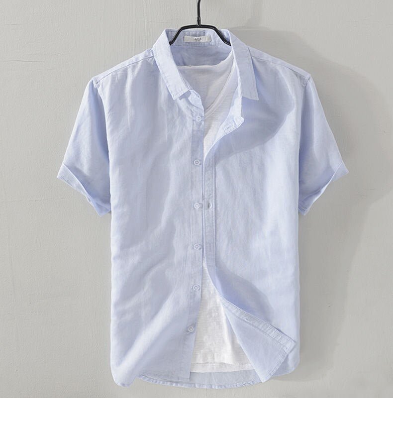 Jesolice Herren Kurzarm Hemd – Leichtes Atmungsaktives Leinenmischung Sommeroberteil Elegant — Image 4