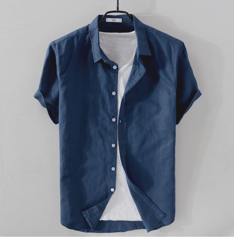 Jesolice Herren Kurzarm Hemd – Leichtes Atmungsaktives Leinenmischung Sommeroberteil Elegant — Image 8