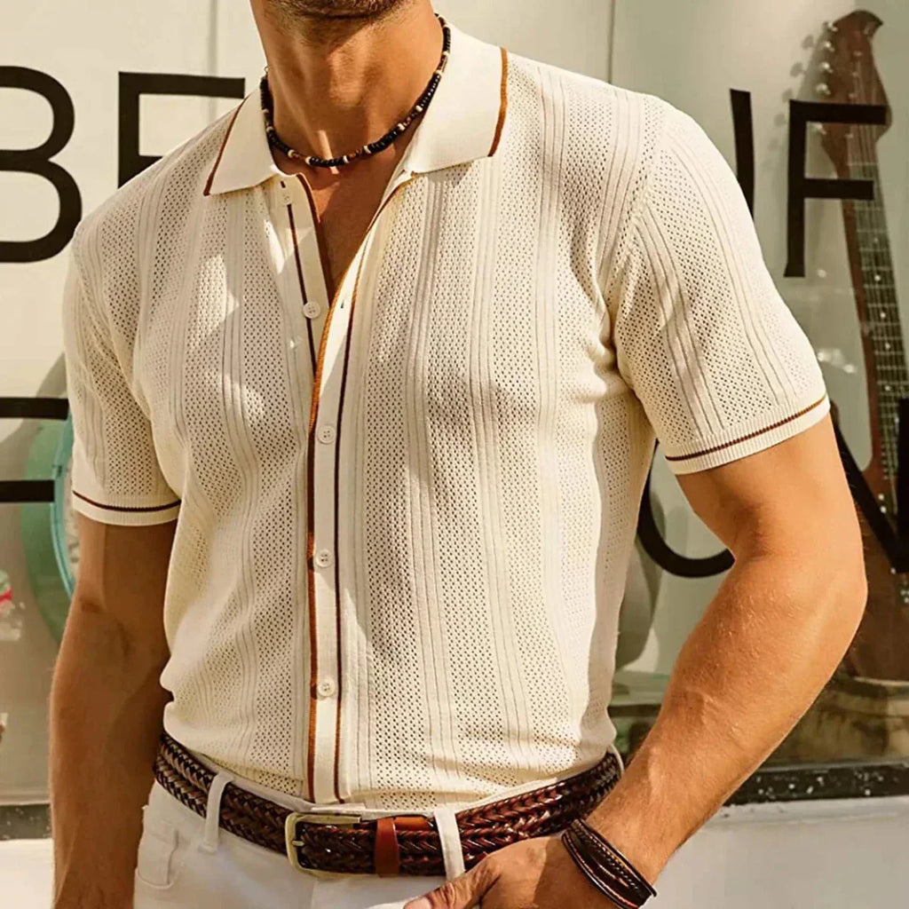 Jesolice Herren Kurzarm Strick Polohemd – Leicht Atmungsaktiver Baumwollmix Lässiges Hemd Elegant — Image 2