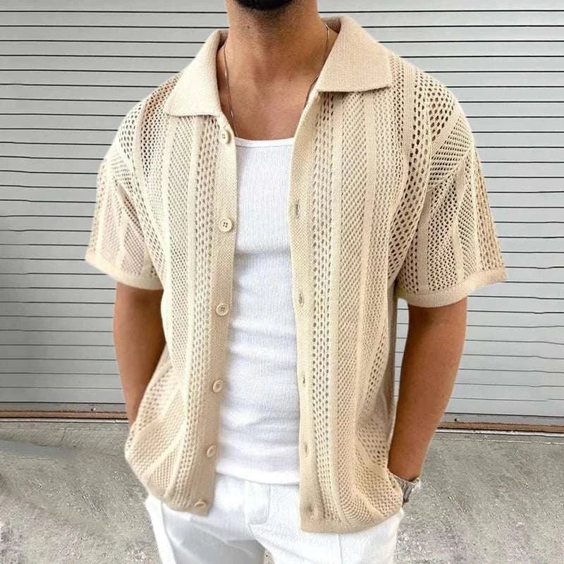 Jesolice Herren Offenes Strick Button-Up Kurzarm Cardigan – Leicht Atmungsaktives Baumwollmischung Sommer Layering Hemd Elegant — Image 2