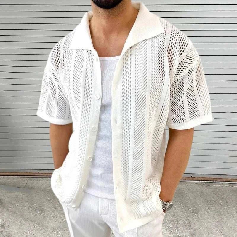Jesolice Herren Offenes Strick Button-Up Kurzarm Cardigan – Leicht Atmungsaktives Baumwollmischung Sommer Layering Hemd Elegant — Image 6