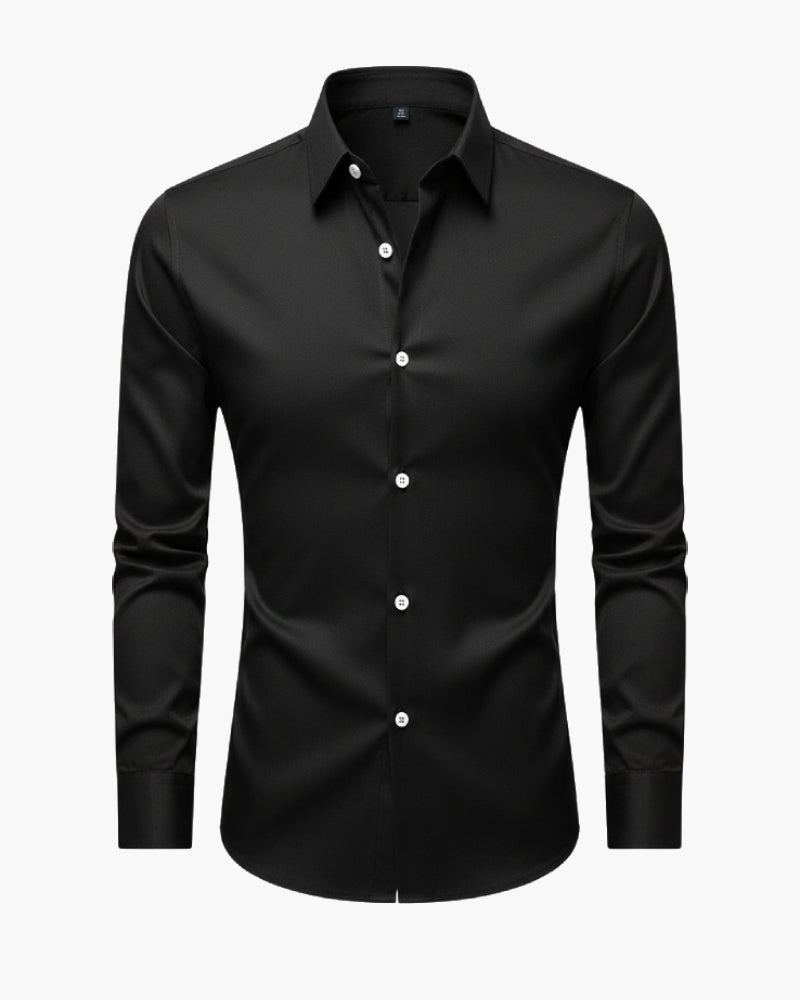 Jesolice Herren Slim Fit Stretch Hemd – Weicher Atmungsaktiver Baumwollmix Formell Business Langarm Button-Down Elegant — Main Image