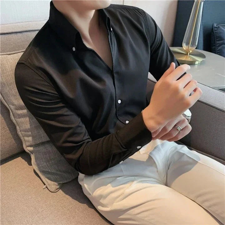 Jesolice Herren Slim Fit Stretch Hemd – Weicher Atmungsaktiver Baumwollmix Formell Business Langarm Button-Down Elegant — Image 2