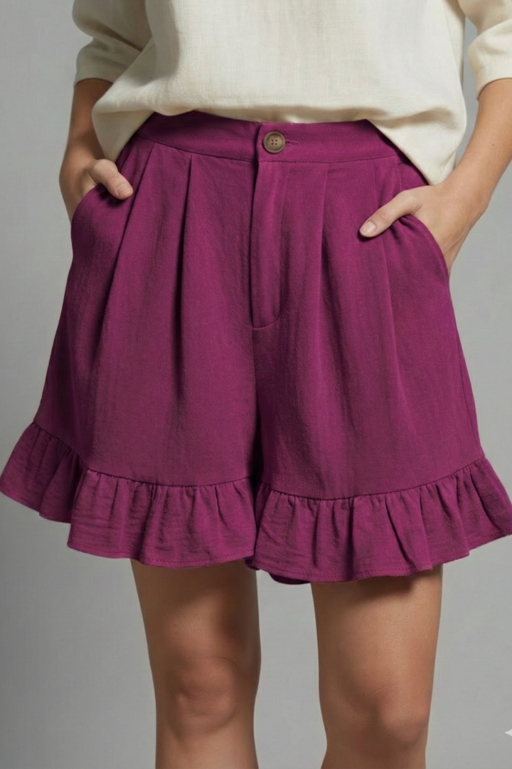 Marke Damen Shorts mit Rüschen Saum in Beige — Image 12