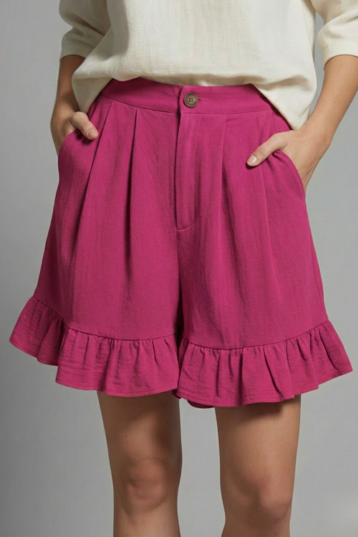 Marke Damen Shorts mit Rüschen Saum in Beige — Image 17