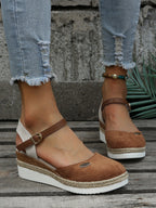 Marke Espadrille Wedges Sandalen in Braun, Schwarz und Rosa — Image 4