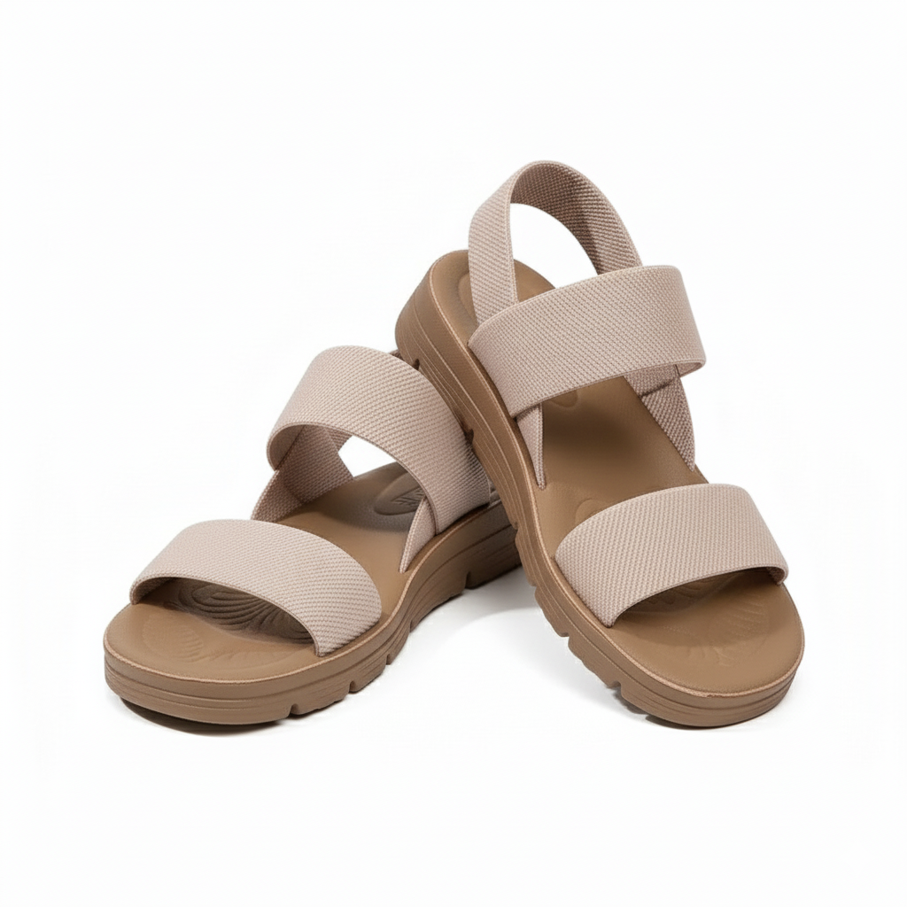 Damen Sandalen Beige Textil 4