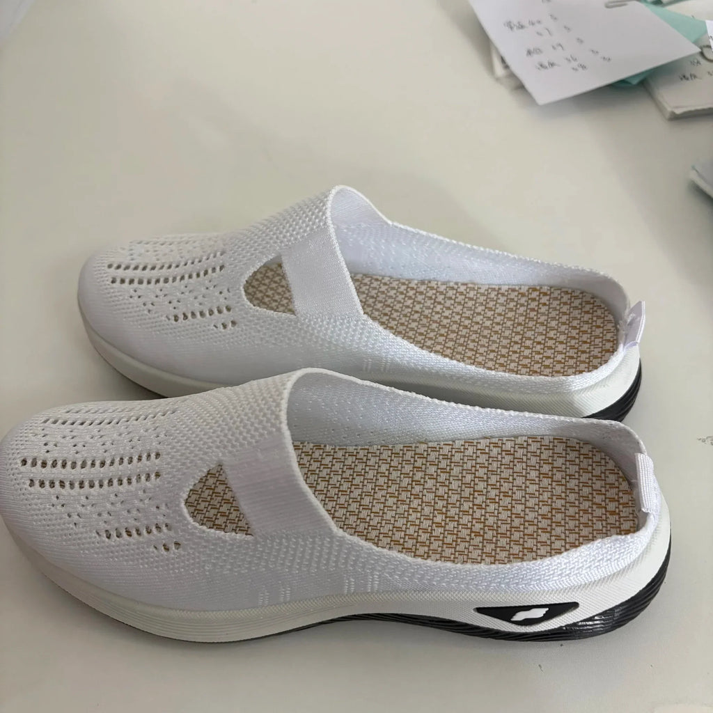 Damen Slip-On Mesh Mule Sneaker Weiß 5
