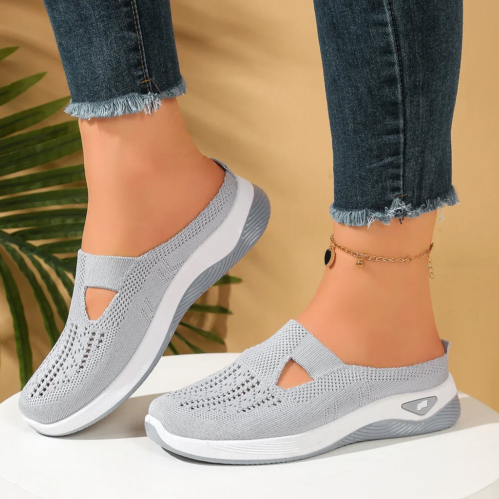 Damen Slip-On Mesh Mule Sneaker Weiß 6