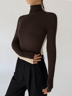 Zweifarbiger Damen-Strickpullover in Schwarz 3