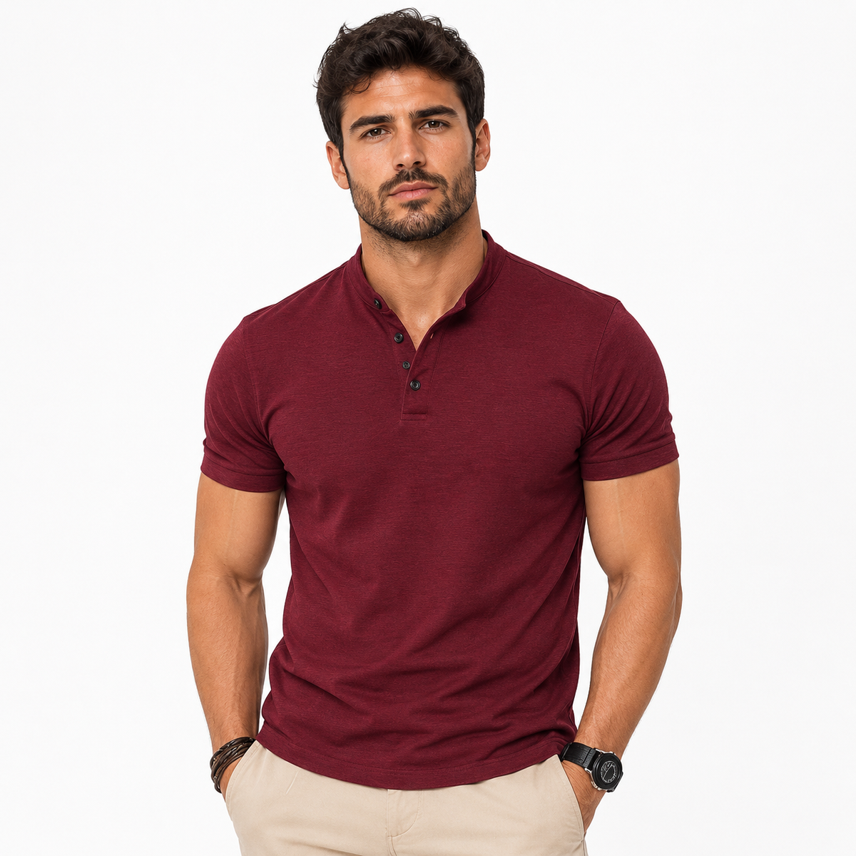 Henley T-Shirt Schwarz 4
