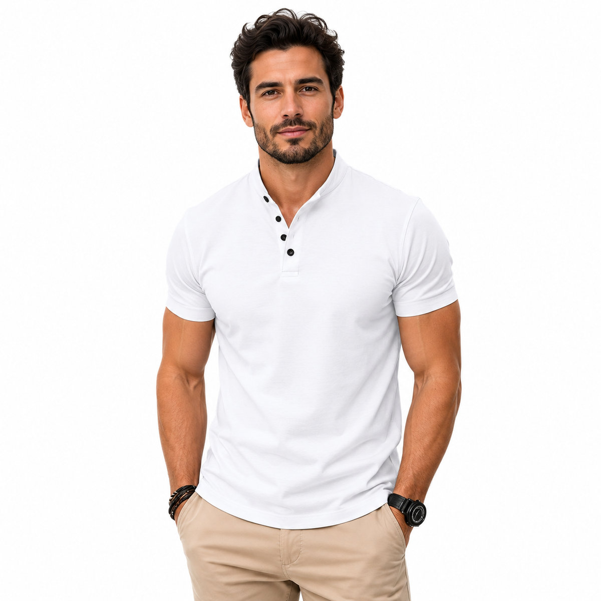 Henley T-Shirt Schwarz 5