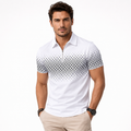 Herren Polo mit geometrischem Muster, Weiß