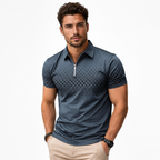 Herren Polo mit geometrischem Muster, Weiß 5