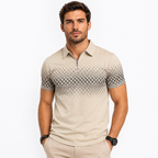 Herren Polo mit geometrischem Muster, Weiß 6