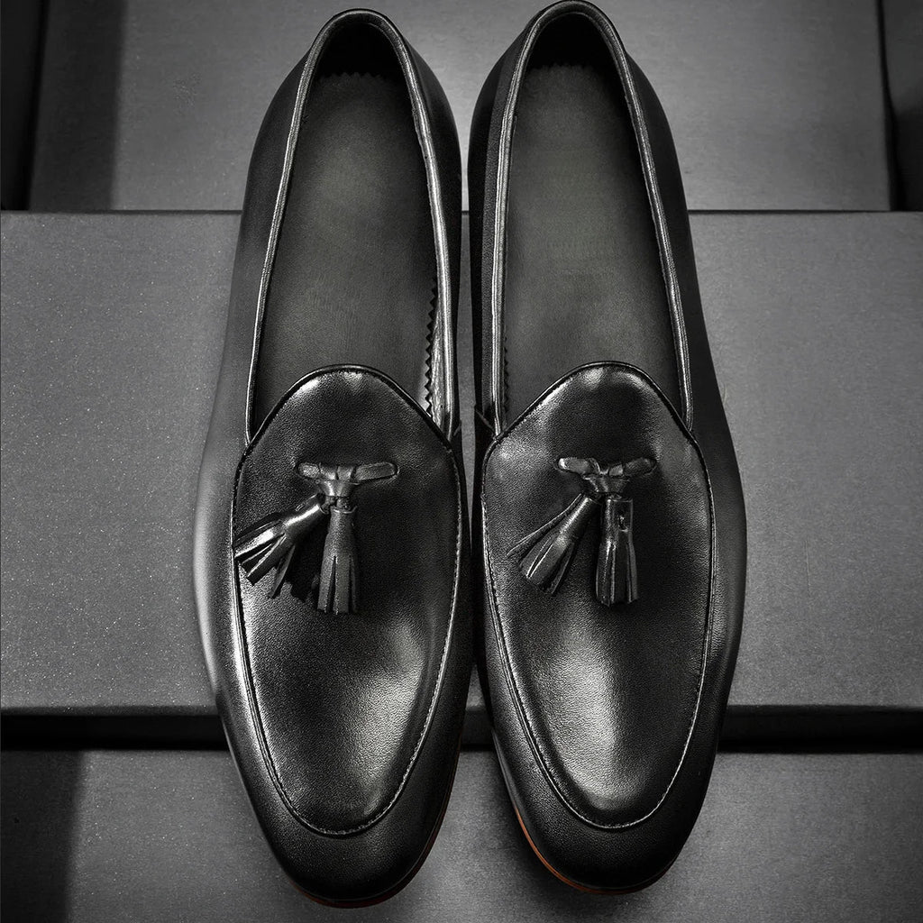 Herren Leder Quasten Slipper in eleganter Ausführung 10
