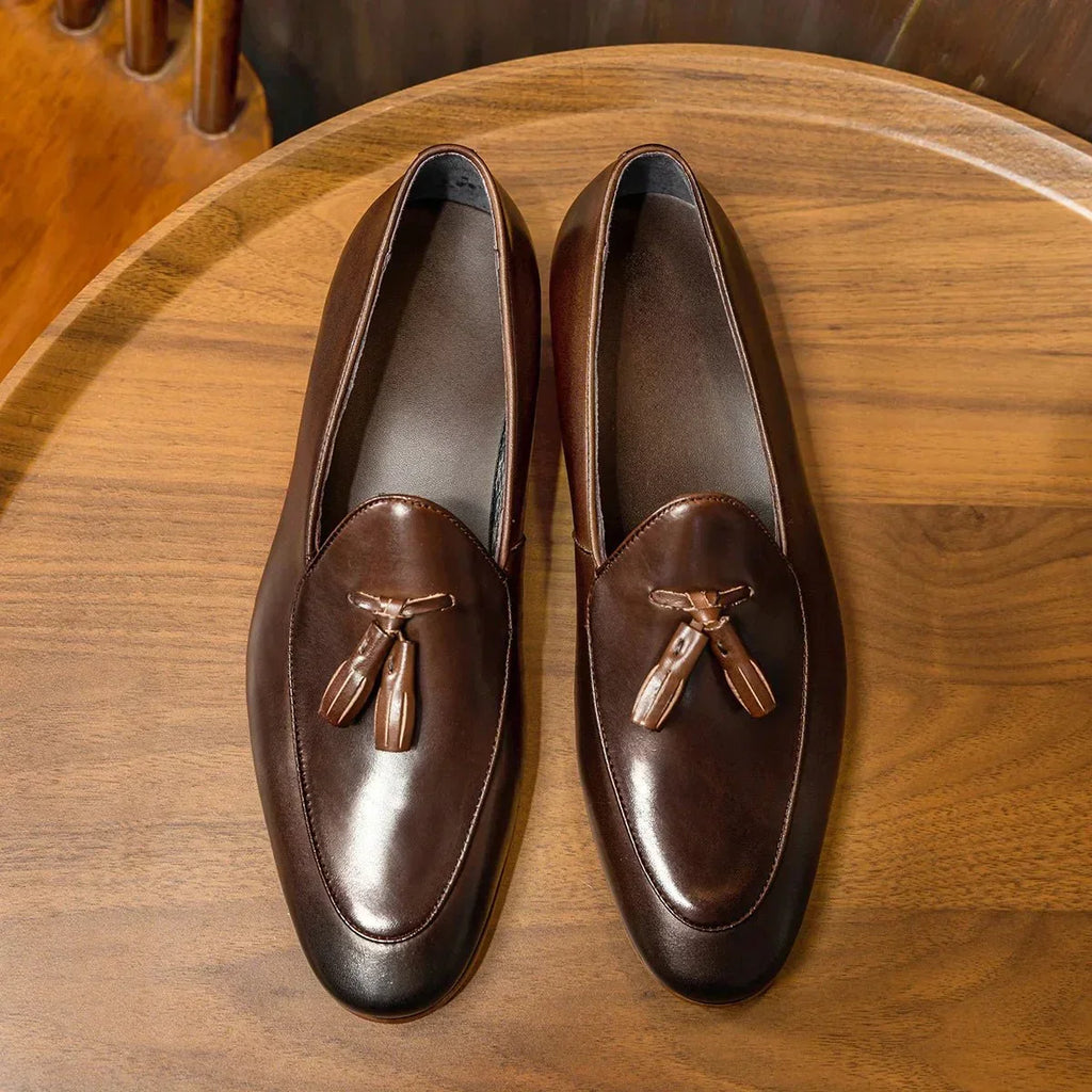 Herren Leder Quasten Slipper in eleganter Ausführung 11