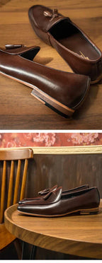 Herren Leder Quasten Slipper in eleganter Ausführung 5