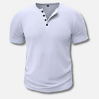 Herren Muskel Fit Henley T-Shirt Weiß