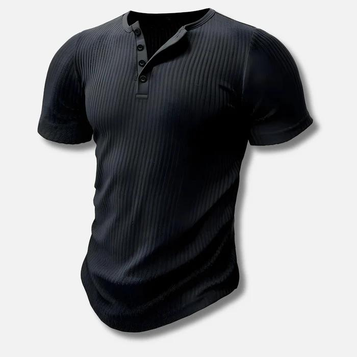 Herren Muskel Fit Henley T-Shirt Weiß 2