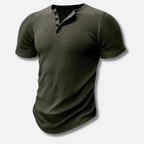 Herren Muskel Fit Henley T-Shirt Weiß 3