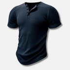 Herren Muskel Fit Henley T-Shirt Weiß 5