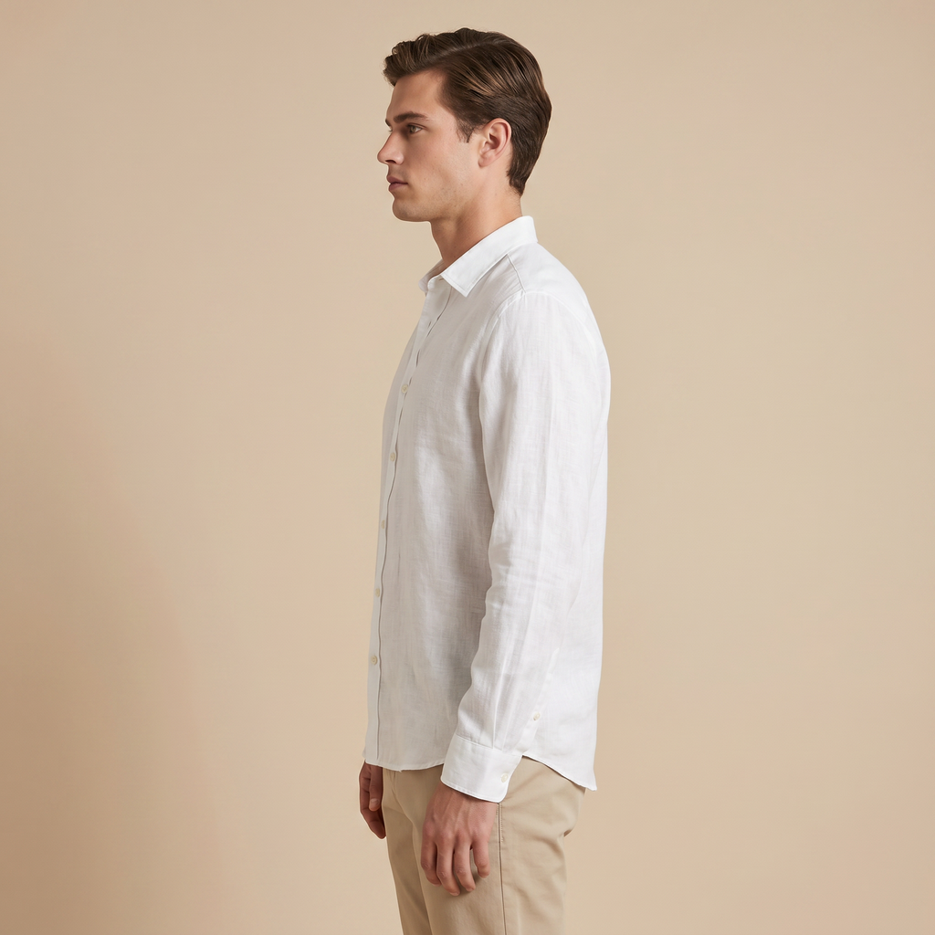 Herren Sommerhemd Leinenoptik Grün 8