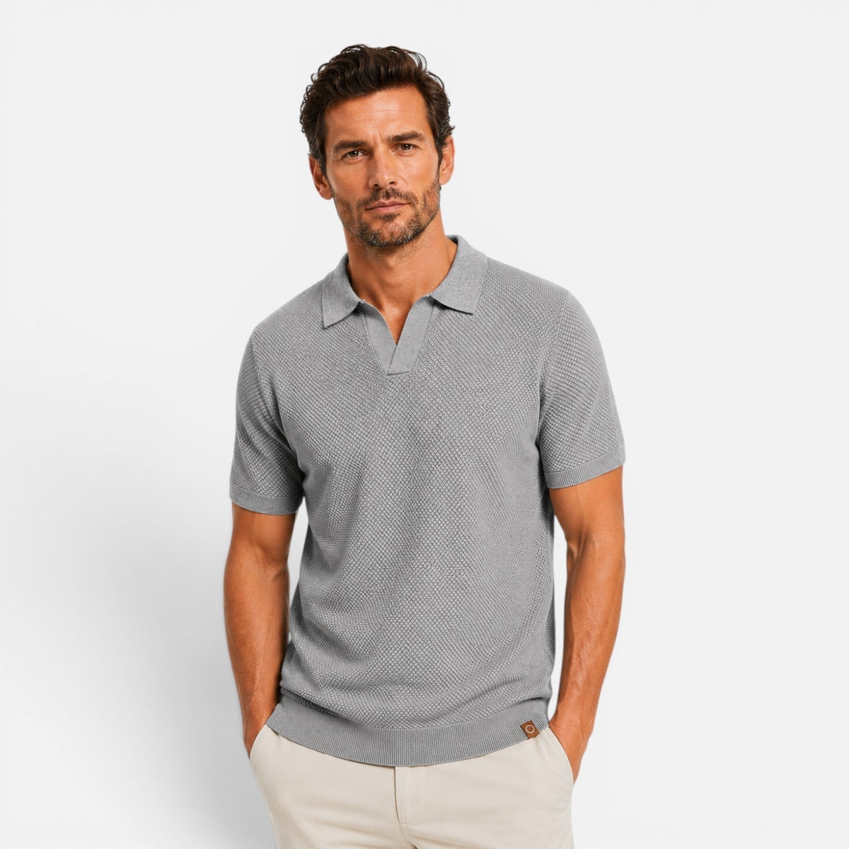 Herren Strickpolo Weiß 6