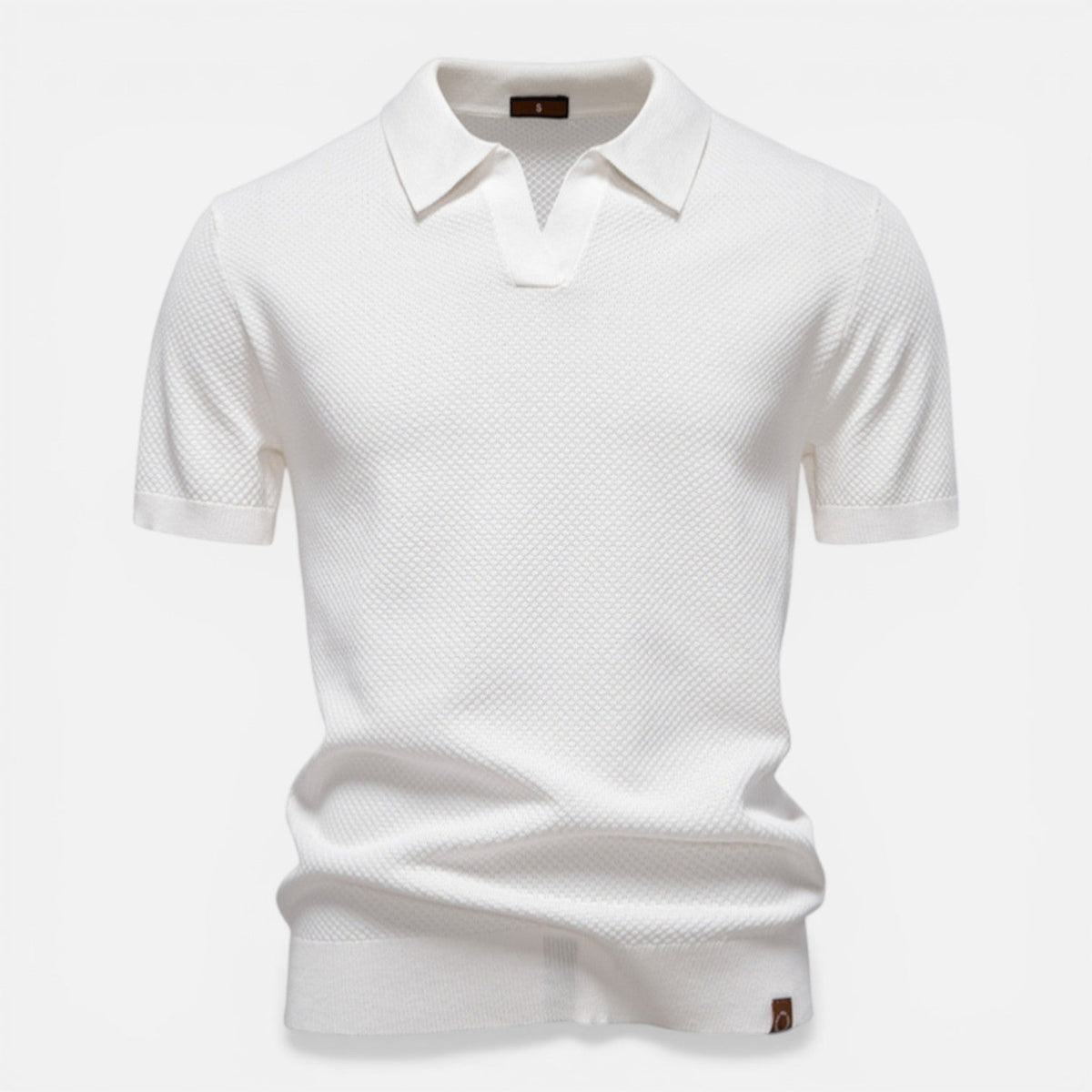 Herren Strickpolo Weiß 8