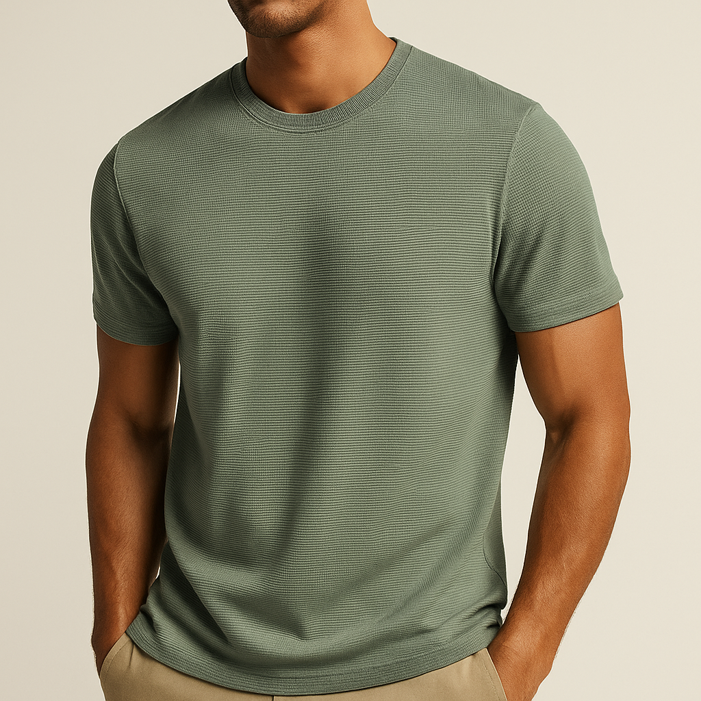 Herren T-Shirt Braun Waffelstrick 8